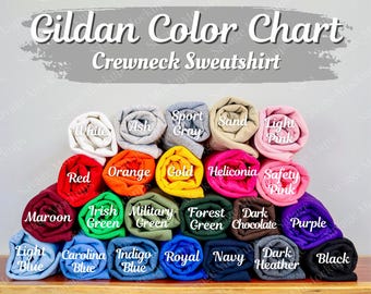 Gildan 18000 Color Chart | Gildan Crewneck Mockup | Color Chart Mockup | Rolled Sweatshirt Mockup | Group Colors Mockup | Sweatshirt Mockup