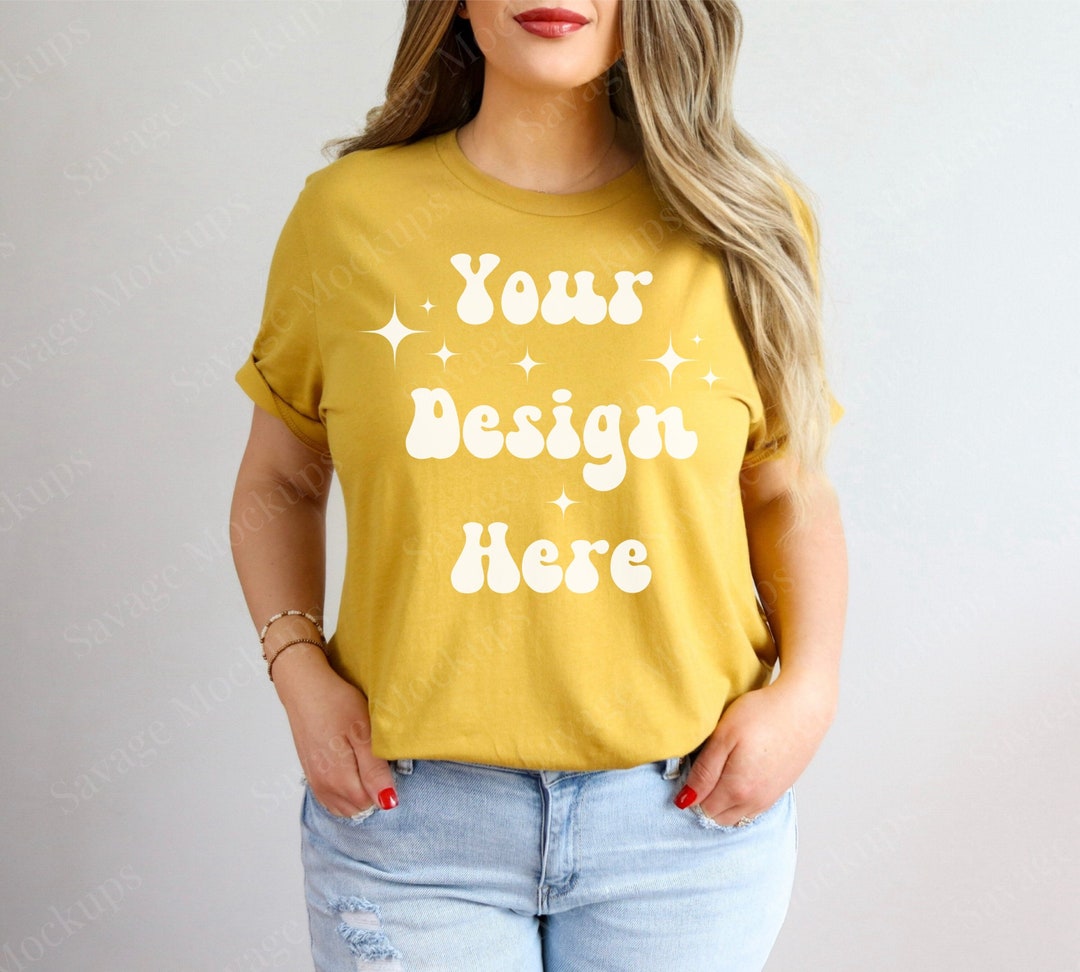 Mustard Bella Canvas 3001 Mockup Bella Canvas Mockup Mustard Bella ...