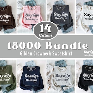 Gildan 18000 Mockup Bundle | Gildan Mockup Bundle | Gildan 18000 Mockup | Folded Sweatshirt Mockup | Trendy Aesthetic Flat Lay Mockup