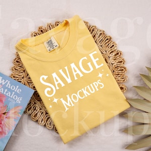 Comfort Colors Butter Mockup | Spring Mockup | C1717 Mockup | Flat Lay Mockup | Yellow Shirt Mockup | Unisex Shirt Mockup
