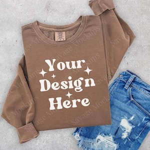 Espresso Comfort Colors 1466 Sweatshirt Mockup | Espresso 1466 Mockup | Comfort Colors Lightweight Sweatshirt | Brown Sweatshirt Mockup