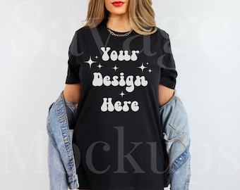 Black Bella Canvas 3001 Mockup | Bella Canvas Mockup | Black Bella Canvas | Bella Canvas Shirt | Trendy Mockup | Black Tshirt Mockup