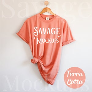 Comfort Colors Terracotta Mockup | C1717 Mockup | Hanging Shirt Mockup | Flat Lay Mockup | Orange Shirt Mockup | Unisex Shirt Mockup