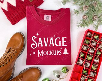 Chili Comfort Colors Mockup | Christmas 1717 Mockup | Christmas Mockup | Red Christmas shirt Mockup | Chili 1717 Mockup