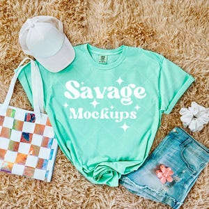 Island Reef Comfort Colors 1717 Mockup | Comfort Colors Mockup | Island Reef Mockup | Trendy Summer Mockup | Outfit Flat Lay Mockup