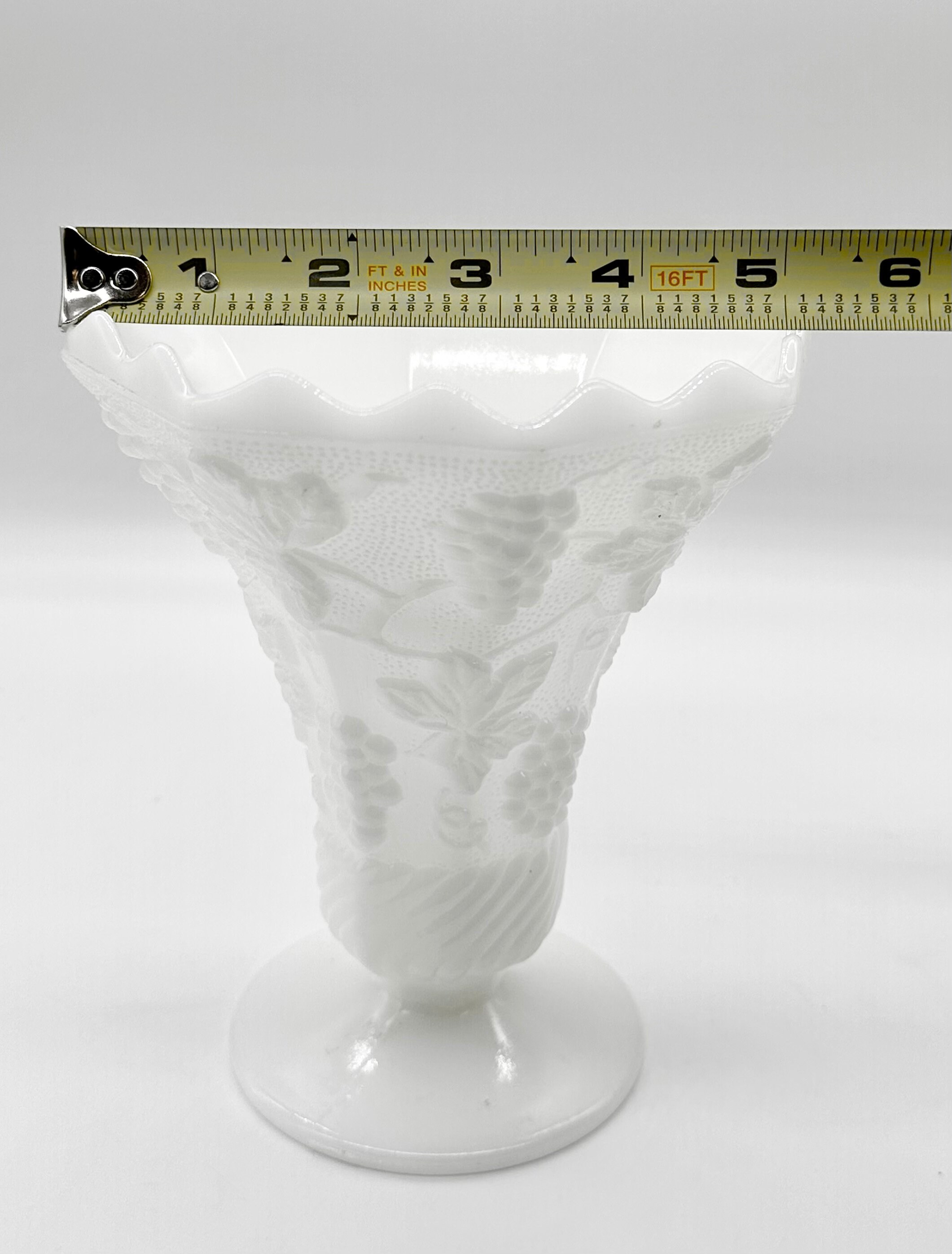 Anchor Hocking White Milk Glass Grape Vase Grapes & Ivy Pattern Etsy