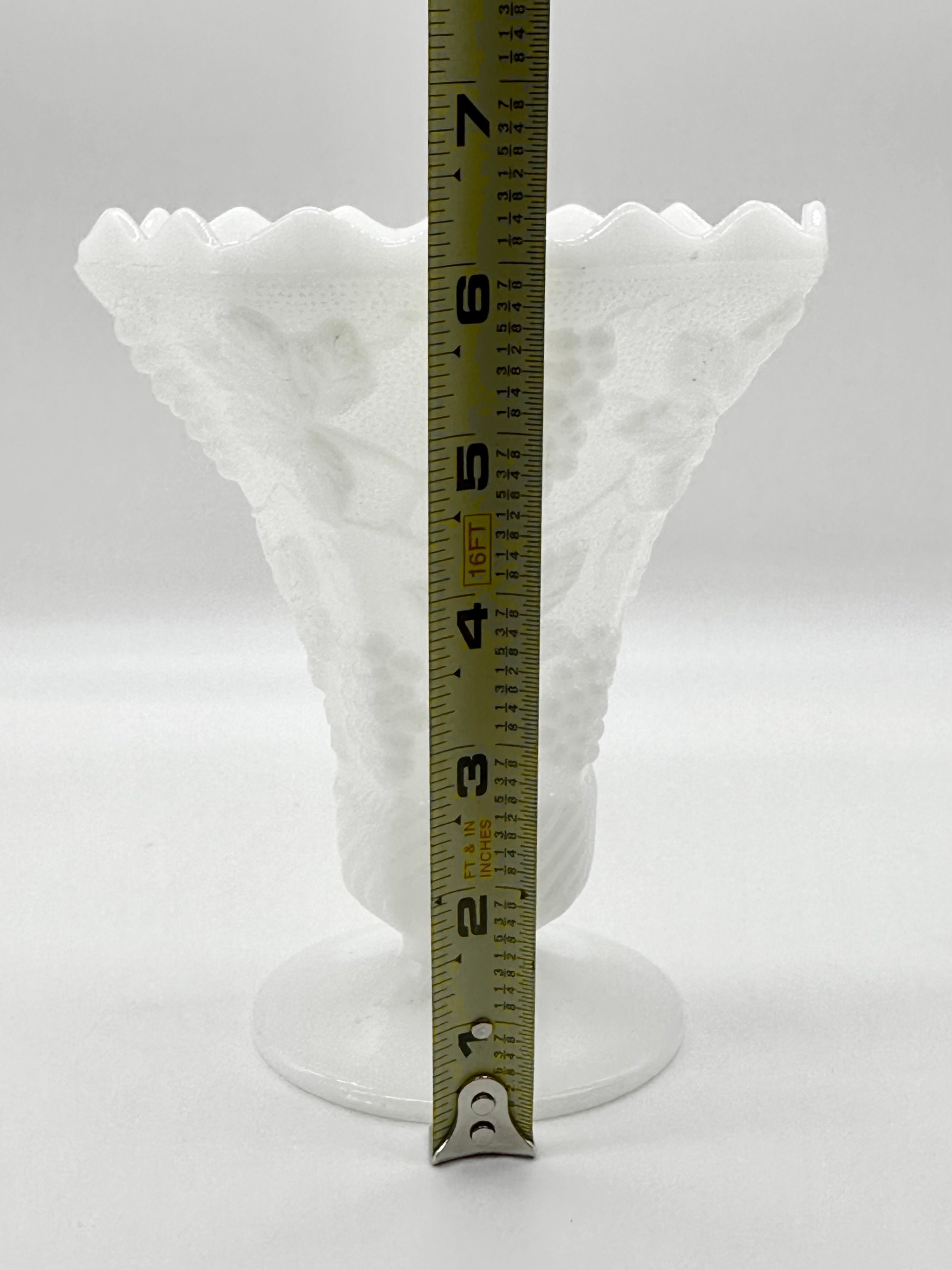 Anchor Hocking White Milk Glass Grape Vase Grapes & Ivy Pattern Etsy