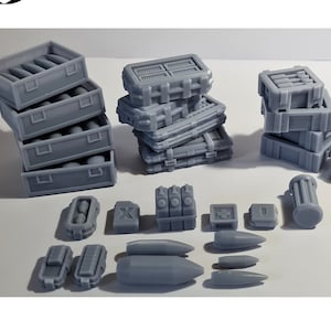 Ammo and Containers DnD Dungeons and Dragons Tabletop RPG Wargame Scatter Terrain 28mm/32mm Ammo Loot Wargaming Miniatures Scifi Terrain