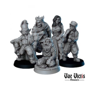 5pc Townsfolk Set, Villagers, Undergrounds People, Assassin, DnD, Dungeons and Dragons, Townsfolk Miniatures, RPG, 28mm or 32mm Scale