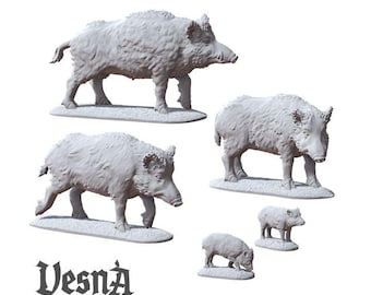 5pc WILD BOARS Pack Miniatures DnD Dungeons and Dragons DnD Scatter Terrain 28mm/32mm  Farm Scene Diorama War Fields Scatter - VS
