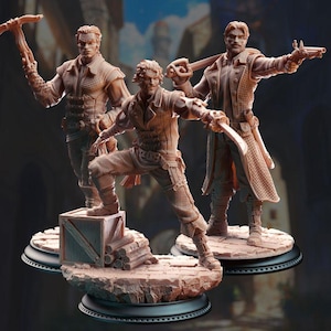 3 st Bandit Swashbuckler Thugs DnD Dungeons and Dragons 28 mm/32 mm TTRPG Wargame miniatuur DnD 5e Pathfinder Kartel Handhavers Menselijke strijders
