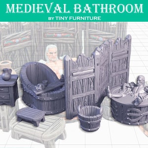 Tavern Bath Scatter Terrain DnD Dungeons and Dragons Tabletop RPG Miniatures Tavern Furniture 28mm/32mm Miniature DnD Scatter Terrain