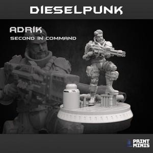 Adrik - Second in Command | 28mm/32mm Dieselpunk Collection Maslo Group TTRPG Sci-fi Soldier Military Hero Wargaming Miniature