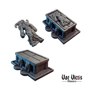 3pc Graveyard Scatter DnD Dungeons and Dragons 28mm/32mm Haunted House Miniatures Tombstone and Corpse TTRPG Fantasy Wargame Terrain
