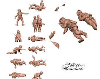 12-delige Duitse Wehrmacht-slachtoffers WO II – 15 mm 20 mm 28 mm 32 mm Schaal 1 35 – Fallen Soldiers-set voor diorama's en wargames – Eskice-miniatuur