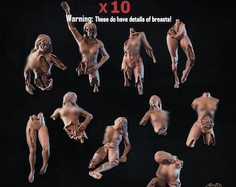 10pc Dead Women - Basing Bits 28mm/32mm TTRPG Macabre Wargaming Miniatures Skeletal Corpse Organs Scatter Torn Intestinal Scenery Elements