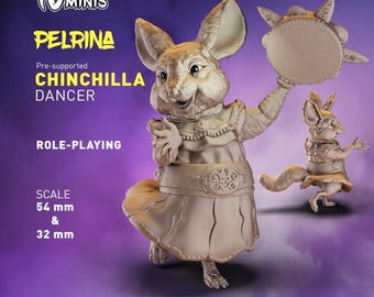Chinchilla Folk Dancer DnD Dungeons and Dragons  28mm 32mm D&D Wargame Miniatures for Dioramas TTRPG Fantasy - Nm