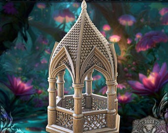 28/32mm Scale Sylvan Canopy Mini Building – Fantasy Elven Pavilion Terrain for Dungeons and Dragons RPG Tabletop Scenery, FatesEnd