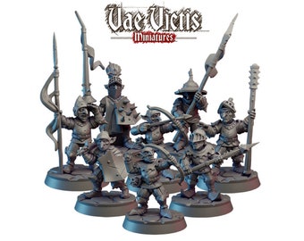 8pc Goblin Guard Set DnD Dungeons and Dragons 28mm/32mm RPG Wargame Miniature Set Pathfinder Fantasy Miniatures Goblin Figurines