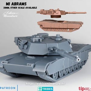 M1 Abrams Modern US Battle Tank 15mm 20mm 28mm 32mm 1/35 Scale American Military Vehicle Miniature for Wargames & Dioramas, Eskice Miniature