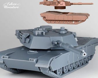 M1 Abrams Modern US Battle Tank 15mm 20mm 28mm 32mm 1/35 Scale American Military Vehicle Miniature for Wargames & Dioramas, Eskice Miniature