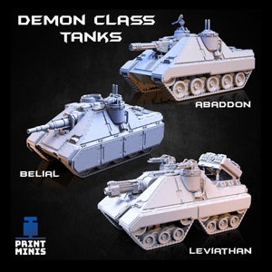 Demon Class Tanks - Modular Kit, Scifi Miniatures, Wasteland Warfare, Tabletop RPG, Wargames, Miniature, Tank miniature, Future -Print Minis