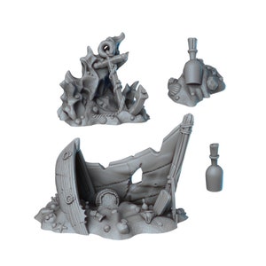 Ship Wreck DnD Pirate Scatter Terrain 28mm/32mm Scale for TTRPG Dungeons and Dragons Pathfinder Fantasy RPG Ship Miniature Terrain