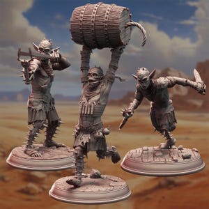 3pc Goblin War Squad Miniatures DnD Dungeons and Dragons 28mm/32mm TTRPG Wargame Figurines Pathfinder Fantasy RPG DnD 5e Enemies Creature