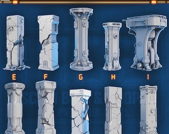 Sci-fi Pillars for Dungeons and Dragons 28mm/32mm Basing Bits DnD Scatter Terrain Scenery  D&D TTRPG Mini Basing Material - STL