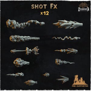 12pc Shot FX (Basing Bits 2.0) 28mm/32mm TTRPG Wargaming Battlefield Scenery Shooting Miniatures Smoke FX Elements Gunfire SceneryZbW