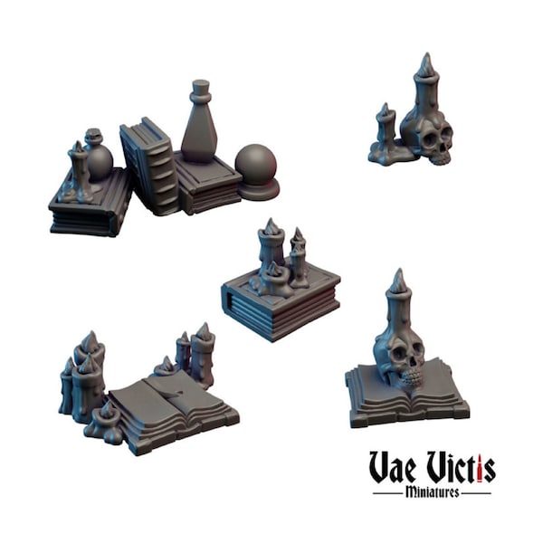 Cult Props, Book Miniatures DnD  Dungeons and Dragons Gothic DnD Book Miniatures 28mm 32mm Scale Book DnD Scatter Terrain