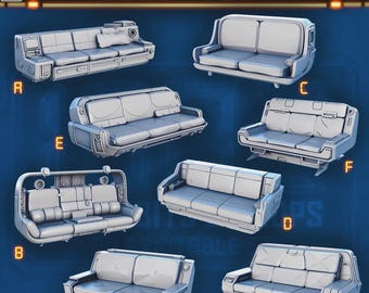 Sci-fi Modular Sofas for Dungeons and Dragons 28mm/32mm Basing Bits DnD Scatter Terrain Scenery  D&D TTRPG Mini Basing Material - STL