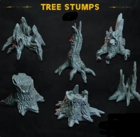 6pc Tree Stumps (Basing Bits 1.0) 28mm/32mm TTRPG Fantasy Wargaming Botany Scatter Terrain Forest Basing Stump Miniatures Forest SceneryZbW
