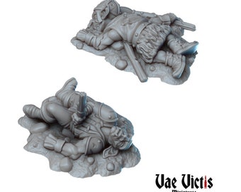 2pc Dead Goblins for DnD Dungeons and Dragons Tabletop RPG Wargame Miniatures DnD Corpses Goblin 28mm or 32mm Scale Fantasy RPG Miniatures