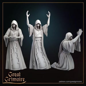 3-delade kultminiatyrer sektfolk för Dungeons and Dragons 28 mm/32 mm TTRPG offerritualminiatyrer - GG