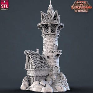 The Wizard's Tower DnD Dungeons and Dragons 28mm/32mm TTRPG Wargame Miniature Tower Town and Village structure brick Tower