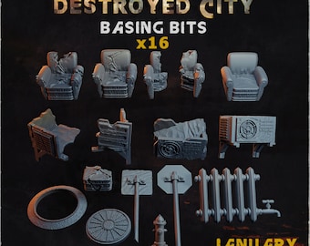 Destroyed City Basing Bits DnD Dungeons and Dragons 28mm/32mm Scale Wargame Scatter Terrain Basing Materials Old ruins Scifi City 40K