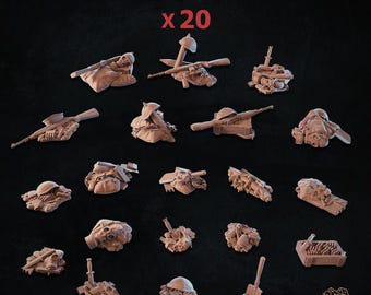 20 pc Trench Weapons Dungeons and Dragons 28mm/32mm Basing Bits DnD Scatter Terrain Scenery Scatter D&D TTRPG Mini Basing Material - ZbW