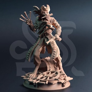 Tabaxi Catfolk Miniature DnD Dungeons and Dragons 28mm/32mm TTRPG Fantasy Cat Miniature DnD Cat Fighter Warrior Pathfinder 5e DnD Miniature