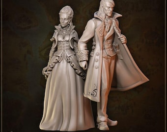 2pc Townsfolk NPCs The Rook Family DnD Dungeons and Dragons 28mm/32mm TTRPG Wargame Fantasy Miniature Villagers