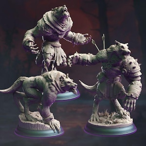 3pc Werewolf Warriors DnD Dungeons and Dragons 28mm/32mm TTRPG DnD Monster Figurines 5e mob
