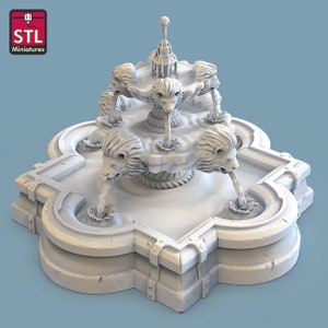 Fountain Miniature DnD Dungeons and Dragons 28mm/32mm Scatter Terrain TTRPG Wargaming Props Village Fountain Scenery Fantasy Game Miniatures