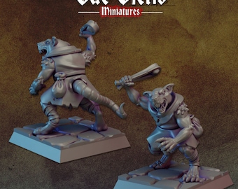 Ratfolk Miniature DnD Dungeons and Dragons 28mm/32mm Rat Miniature NPC Fighter DnD Warrior DnD Monster Pathfinder TTRPG Fantasy Wargame NPC