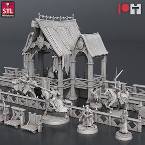 Medieval Jousting Miniatures DnD Dungeons and Dragons 28mm/32mm TRPG Fantasy Wargame Terrain Knight Miniatures Jousting Stadium