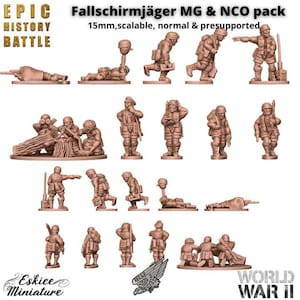 12pc Fallschirmjager MG and NCO Pack WW2 – 15mm 20mm 28mm 32mm 1 35 Scale – German Paratroopers – Eskice Miniature