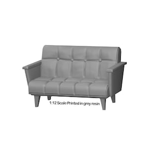 Dollhouse Miniature Couch Dollhouse Sofa Grey Sofa 3D Printed Dollhouse furniture 1:12 Scale Furniture miniature