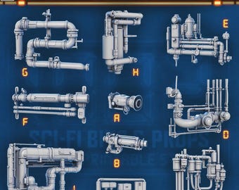 Factory Pipe Miniatures for Dungeons and Dragons 28mm/32mm Basing Bits Sci Fi Futuristic Scatter Terrain Scenery  D&D TTRPG - STL