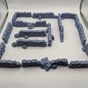 13pc Stone Walls DnD Dungeons and Dragons 28mm/32mm Miniature Scatter Terrain props for Farm Medieval Village TTRPG Fantasy Wargame Brick