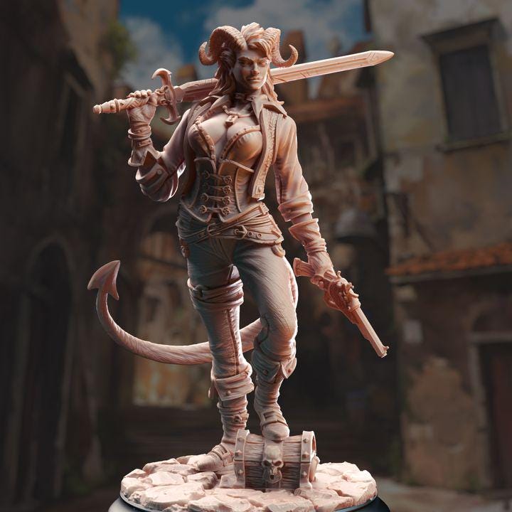 1/6　未塗装 未組立　フィギュア　ガレージキット　Tiefling Lady Female Tiefling Rogue Dungeons and Dragons 28mm/32mm/38mm Mini RPG