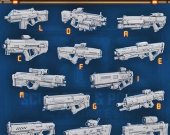 Sci-fi Battle Rifles for Dungeons and Dragons 28mm/32mm Basing Bits DnD Scatter Terrain Scenery  D&D TTRPG Mini Basing Material - STL
